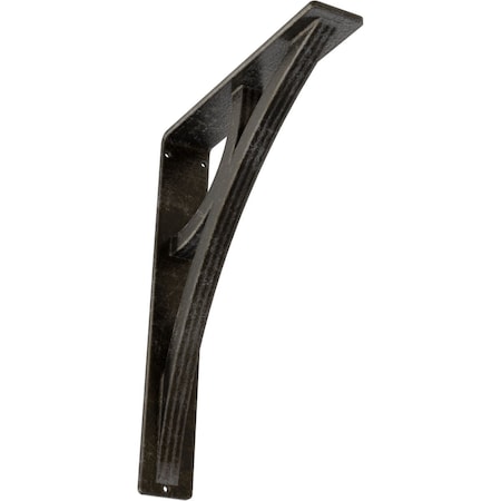 Ekena Millwork Galveston Wrought Iron Bracket, (Triple center brace), Antiqued Warm Silver 2"W x 10"D x 12"H BKTM02X10X12TGLAWS